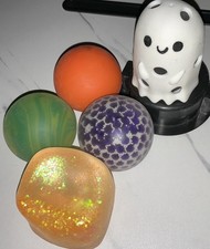 5-Piece Squishy Fidget Toy Set Ghost Glitter Colorful Squeeze Balls Kids