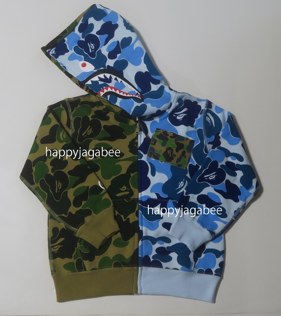A BATHNIG APE BAPE KIDS 1ABC CAMO MULTI SHARK ZIP HOODIE