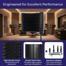 Microphone Isolation Shield Foldable Reflection Filter for Recording Studio