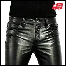 PU Leather Pants Men's Fashion Rock Style Night Club Dance Pants