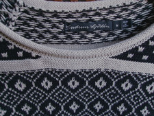 Gudrun Sjödén Pullover M schwarz-creme verschiedene Einstrickmuster, Halbarm