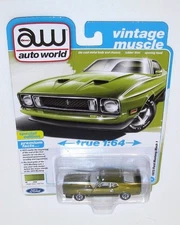 Auto World 1/64 Scale AW64482 - 1973 Ford Mustang Mach 1 Bright Green Gold Poly