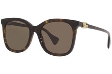 Gucci GG1071S 002 Sunglasses Women's Havana/Brown Lenses Cat Eye 55-mm
