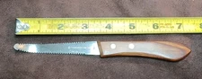 Vtg EKCO Stainless Double Edge Serrated Grapefruit Knife, W/ Wood Handle U.S.A.