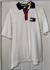 Vintage Tommy Hilfiger Polo Shirt Mens XL White Nautical Flag Colorblock 90s