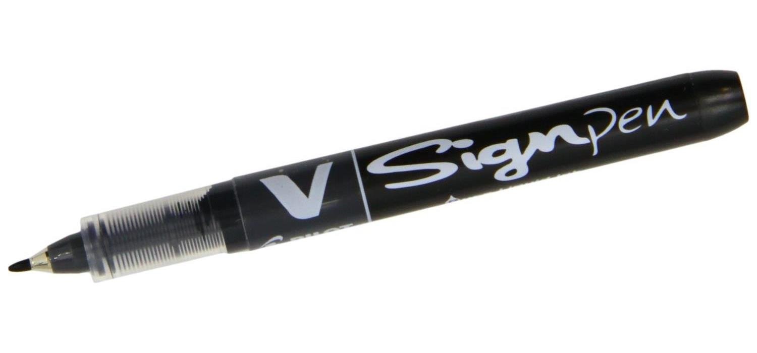 Pilot V Sign Pen Black 06mm Tip Smooth Liquid Ink Marking Pe