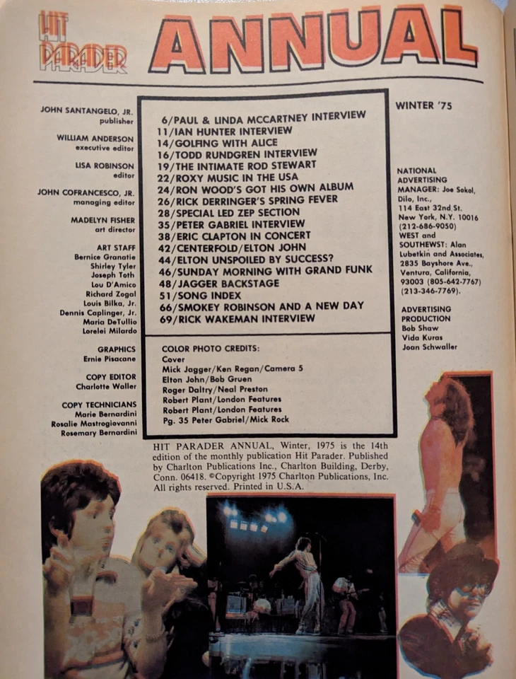 Hit Parader Magazine Annual Winter 1975 Led Zeppelin, Paul McCartney, Elton, Yes - Image 2 of 4
