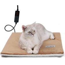 Heated Cat Pad, Cat Bed with Removable Cover, 5 Level Timer Temperature, In...