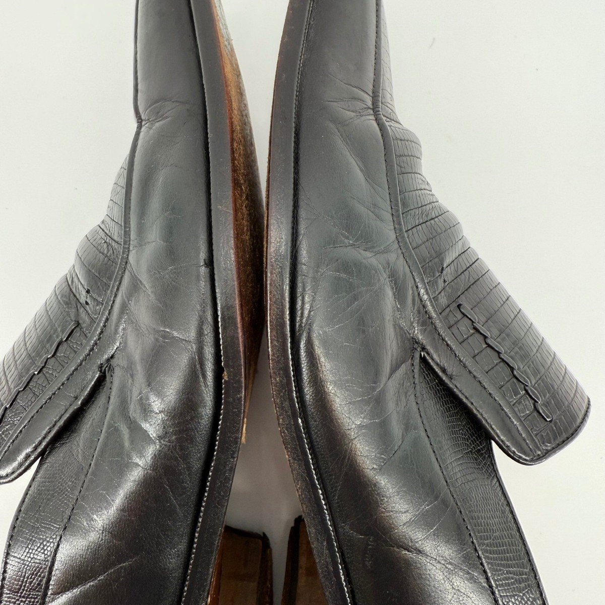 Paco Liufau Black Leather Lizard Print Loafer Dress Shoes  display picture 1