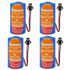 4packs ER17335M 3.6V Battery with SM Black Plug Non-rechargeable Li-ion Battery