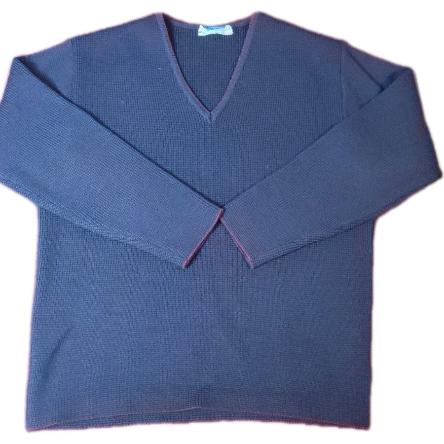 Vintage Obermeyer Wool Sweater Germany Black V Neck Mens Med Woman's Lg Ski Fit