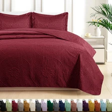 Luxury Bedspread Bedding Set 3 Piece Quilted Coverlet Bed Throw Queen King Size