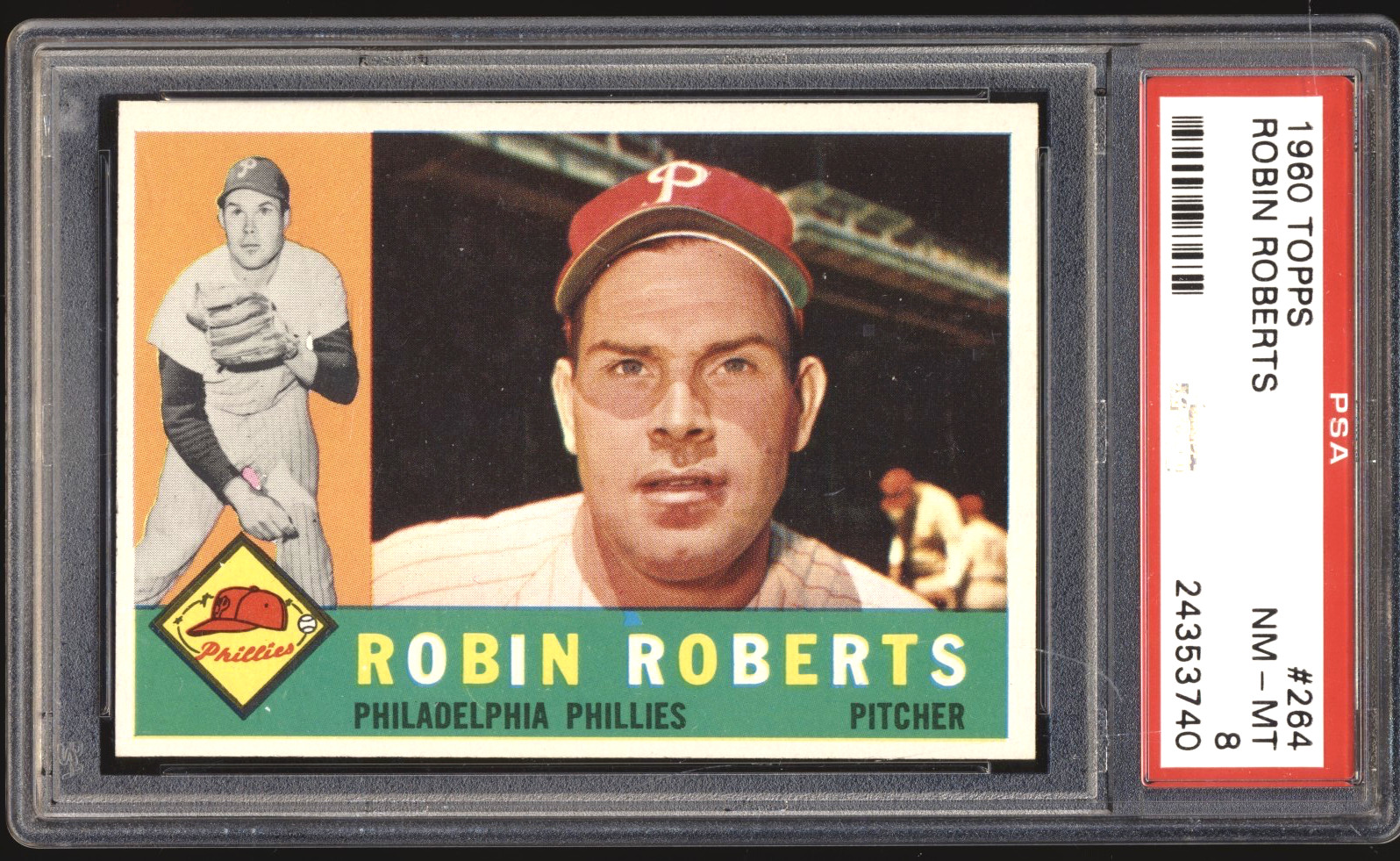 1960 Topps #264 Robin Roberts Phillies HOF PSA 8 NM-MT