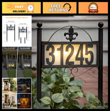 Customizable Solar Address Signs for Yard - 50 House Numbers, LED Illuminated, W