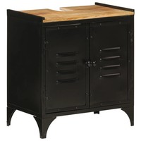Waschbeckenunterschrank Massivholz Mango Eisen Badezimmer 55X35X60 Cm