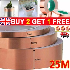 25M Copper Slug & Snail Tape Self Adhesive Repellent Foil Barrier Ethical EMI