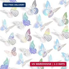 SAOROPEB 3D Butterfly Wall Decor, 72 Pcs 3 Styles 3 Sizes, Removable Metallic Wa