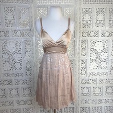 Vtg Y2K Guess Silk Blend Gold Babydoll Mini Dress XXS/XS Coquette Angel Dainty