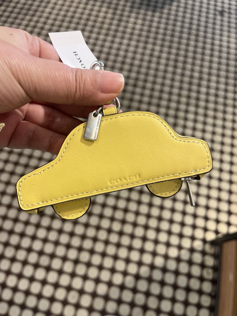 NWT COACH YELLOW LEATHER TAXI ZIP COIN CASE BAG CHARM | eBay