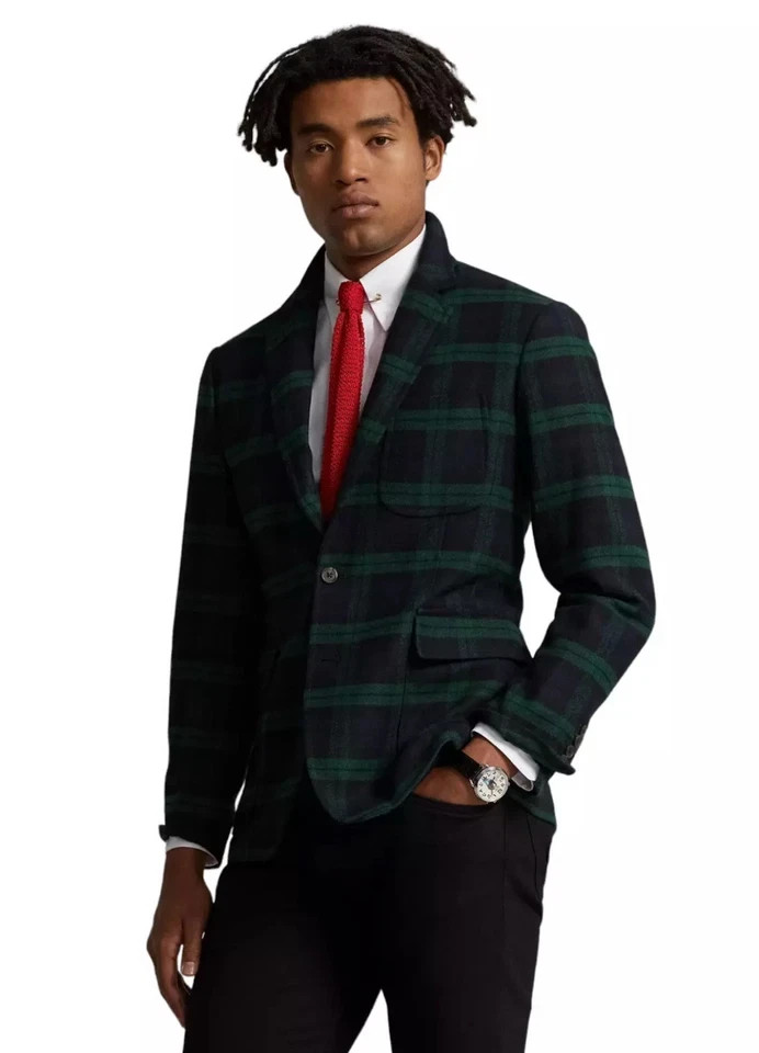 POLO RALPH Blackwatch Tartan Plaid Twill Modern Sport Coat Blazer Jacket NEW
