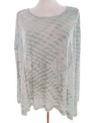 NU BY STAFF Damen Bluse Gr. L Blau Langer Ärmel Perlen Runder Ausschnitt