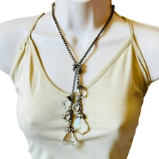 Sweet Romance USA Necklace Crystal rhinestone Rope Chain Designer Tassel sparkle