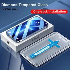 Full Tempered Glass Easy Fit Tool Screen Protector For iPhone 17 16 15 Pro Max