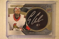 2018-19 TRILOGY HOCKEY SIGNATURE PUCKS CRAIG ANDERSON # SP-AN