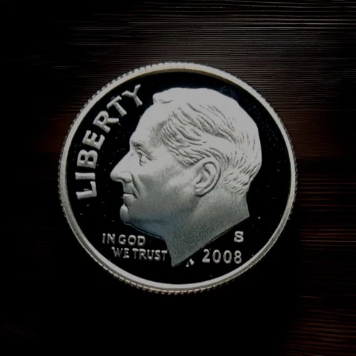 2008-S Roosevelt Dime 90% Silver Deep Cameo Proof - you will receive coin shown