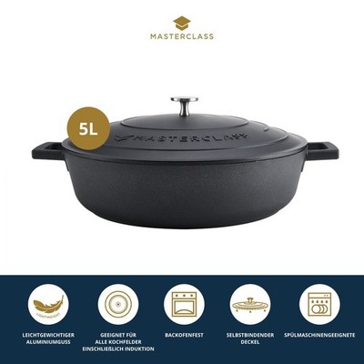 MASTERCLASS Kasserolle MasterClass Aluminiumguss, 5 Liter Schwarz