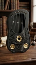 Rosewood 10 String Lyre Harp Handcrafted Musical Instrument With String,Key,Bag
