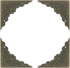 Box Decorative Antique Corner Protectors, Bronze, 1.7"x1.7"x0.4" with Mountin...