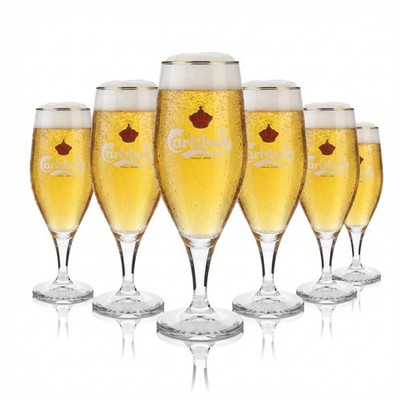 6x Carlsberg Glas 0,4l Bierpokal Goldrand Pilstulpe Gläser Set Brauerei Dänemark