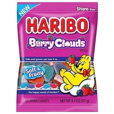 1 x 4.1 oz Bag Haribo Berry Clouds Soft Fruity Candy Share Size