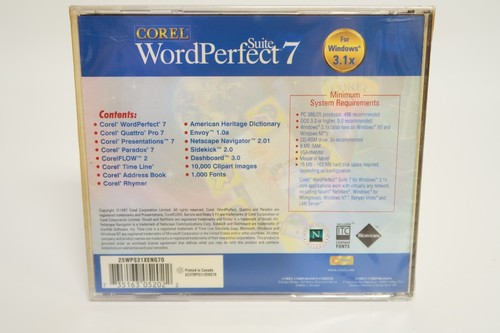 Corel WordPerfect Suite 7 For Windows 3.1x PC Computer Program Software (New) - Picture 2 of 2