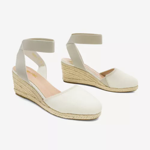 Damenschuhe Espadrilles Keilabsatz elastische Knöchelriemen eng anliegend elegante Schuhe - Bild 5 von 38