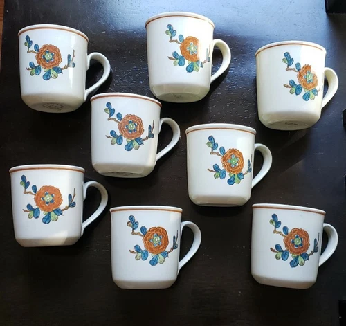 8 Mugs Metlox Poppytrail Vernon Old Cathay Coffee Tea Cup California USA Vintage