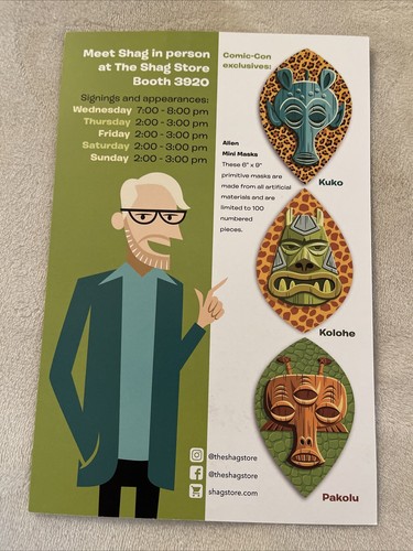 Shag SDCC Star Wars Alien Mini Tiki Mask Art Signed Matched Set LE 30/100 Greedo - Picture 3 of 9