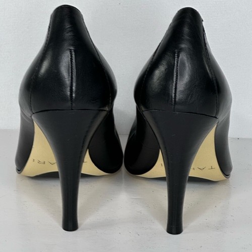 Decolte Tahari Enya in pelle nera punta quadrata bordo elastico contemporanee tg 6 - Foto 6 di 8