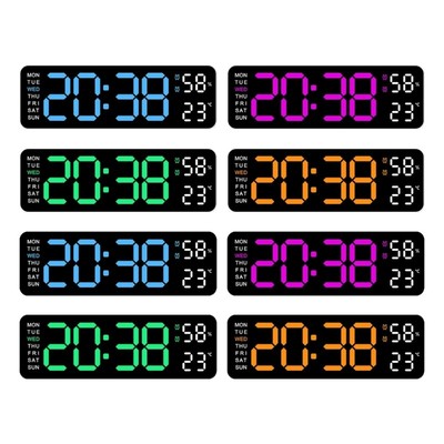 Digital LED Wall Alarm Clock with 9in LED Calendar and Temperature Display