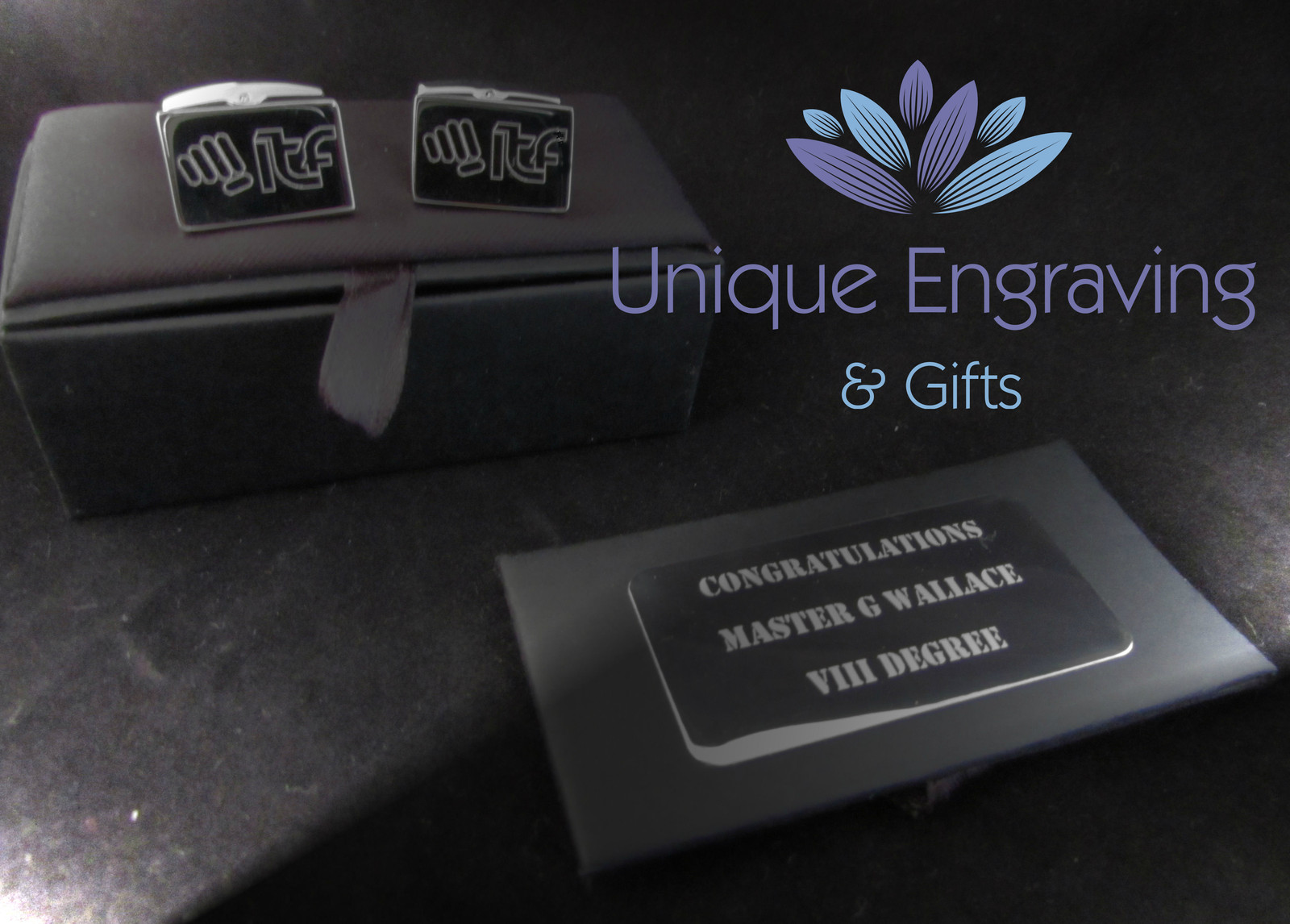 Personalised Photo/Text/Logo Engraved Cuff links inc Gift Box - Christmas Gift!