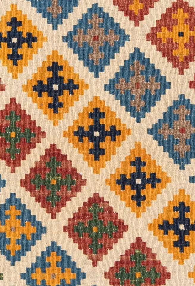 Alfombra persa tejida a mano Kelim 90x67 CM alfombra de lana Kilim beige oriental Foto 4 de 4