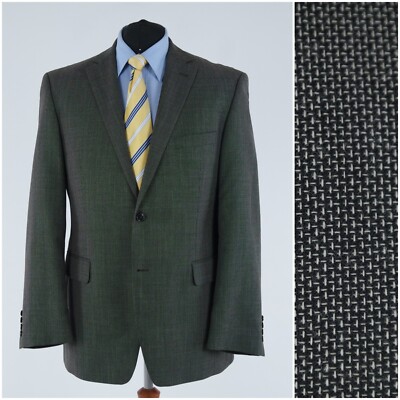 Mens BENVENUTO Sport Coat 46R US Size Grey Wool Blazer Herringbone Jacket