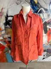 Jones New York Collection Women Sz 6 Linen 3-Button Blazer Orange