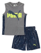 PUMA Kids Boys Printed 2 Piece Shirts Set Outfit Size 5
