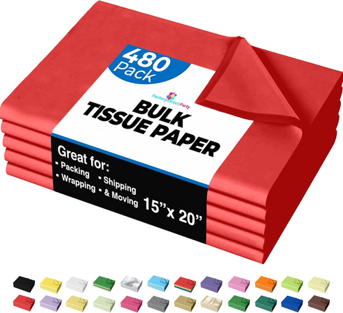 Red Tissue Paper for Gift Bags - 15" X 20" Bulk Tissue Paper Red 480 Sheets - 10 - Picture 7 of 12