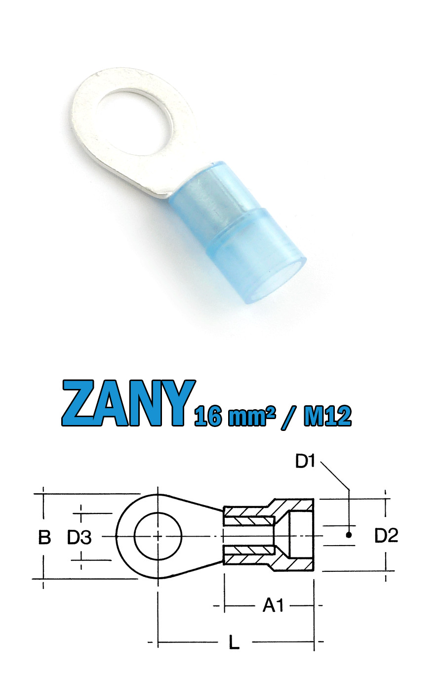 Cosse Anneau 16mm² M12 Bleu pour Câble Électrique CIMCO 180088