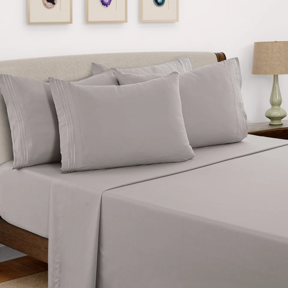 Juego de sábanas de 6 piezas serie 1800 microfibra confort bolsillo profundo sábanas de hotel Foto 3 de 4