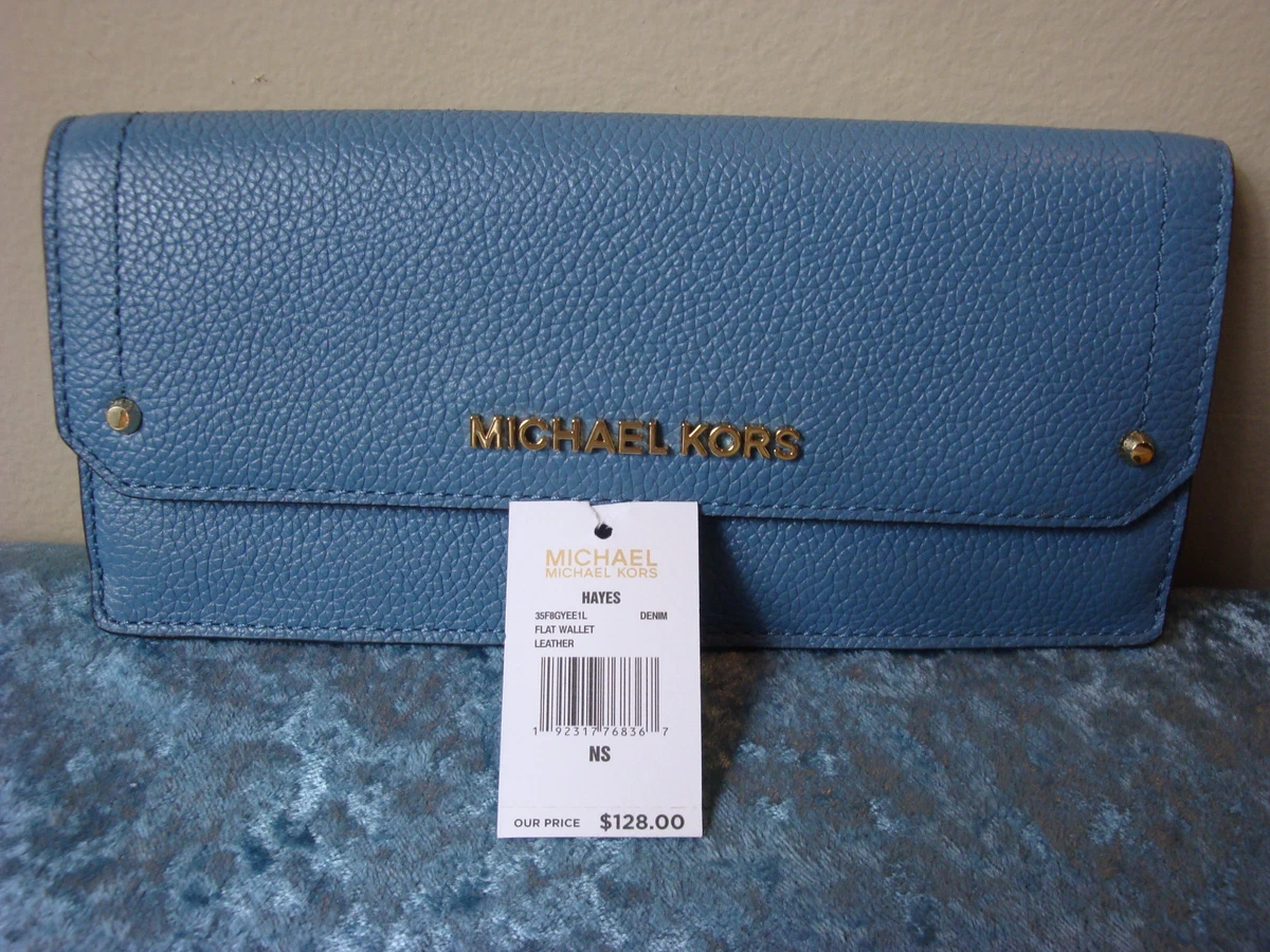 MICHAEL KORS HAYES PEBBLED LEATHER FLAT WALLET~Chz Denim ~NWT