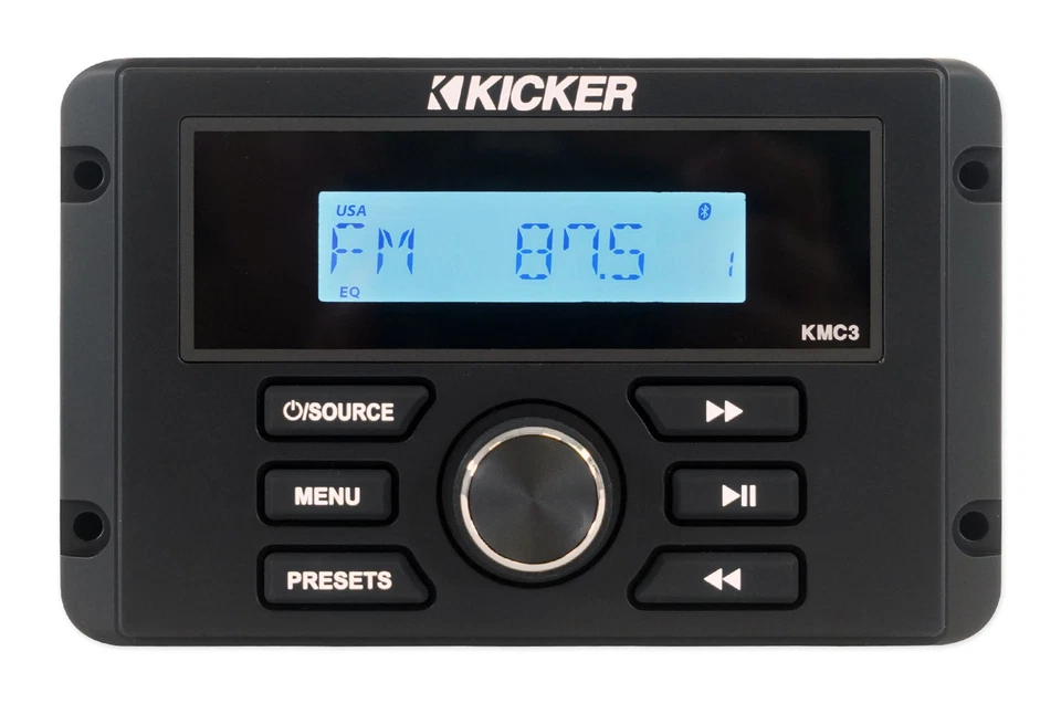 KICKER KMC3 Digital Media Receiver w/Bluetooth+Remote+(2) 6.5" Black Speakers - Image 2 of 4
